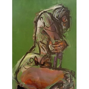 Khalid Khan-Kaay, 22 x 31 Inch, Acrylic on Canvas, Figurative Painting, AC-KHKN-085